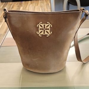 RUSTIC CUFF Suede crossbows bag tan.